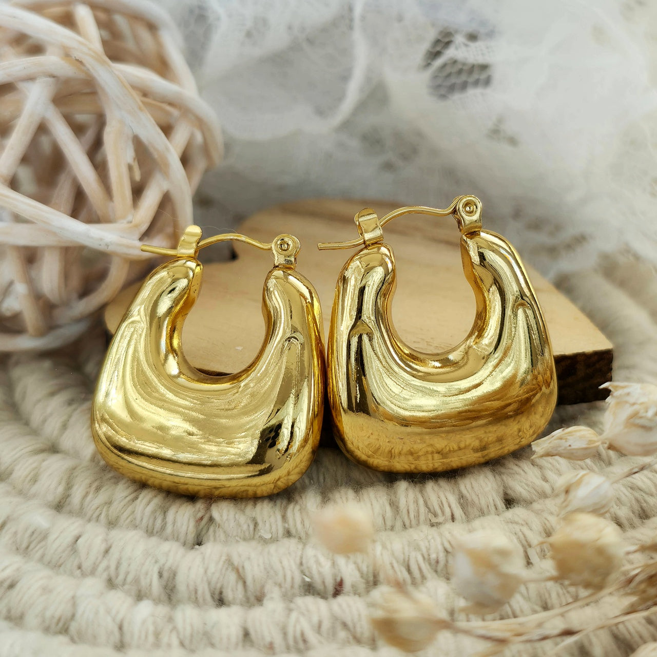 Cercei Creolă bombată din Oțel Inoxidabil - Hipoalergenici