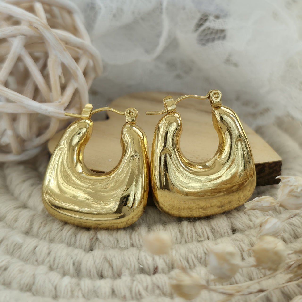 Cercei Creolă bombată din Oțel Inoxidabil - Hipoalergenici - CM1880