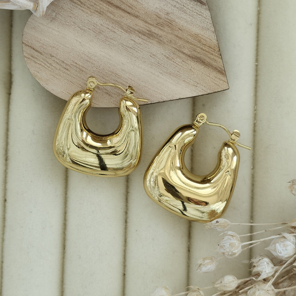 Cercei Creolă bombată din Oțel Inoxidabil - Hipoalergenici