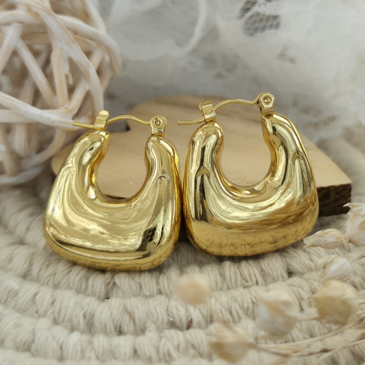 Cercei Creolă bombată din Oțel Inoxidabil - Hipoalergenici