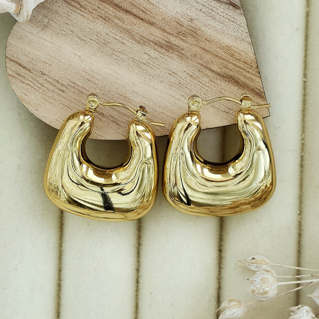 Cercei Creolă bombată din Oțel Inoxidabil - Hipoalergenici