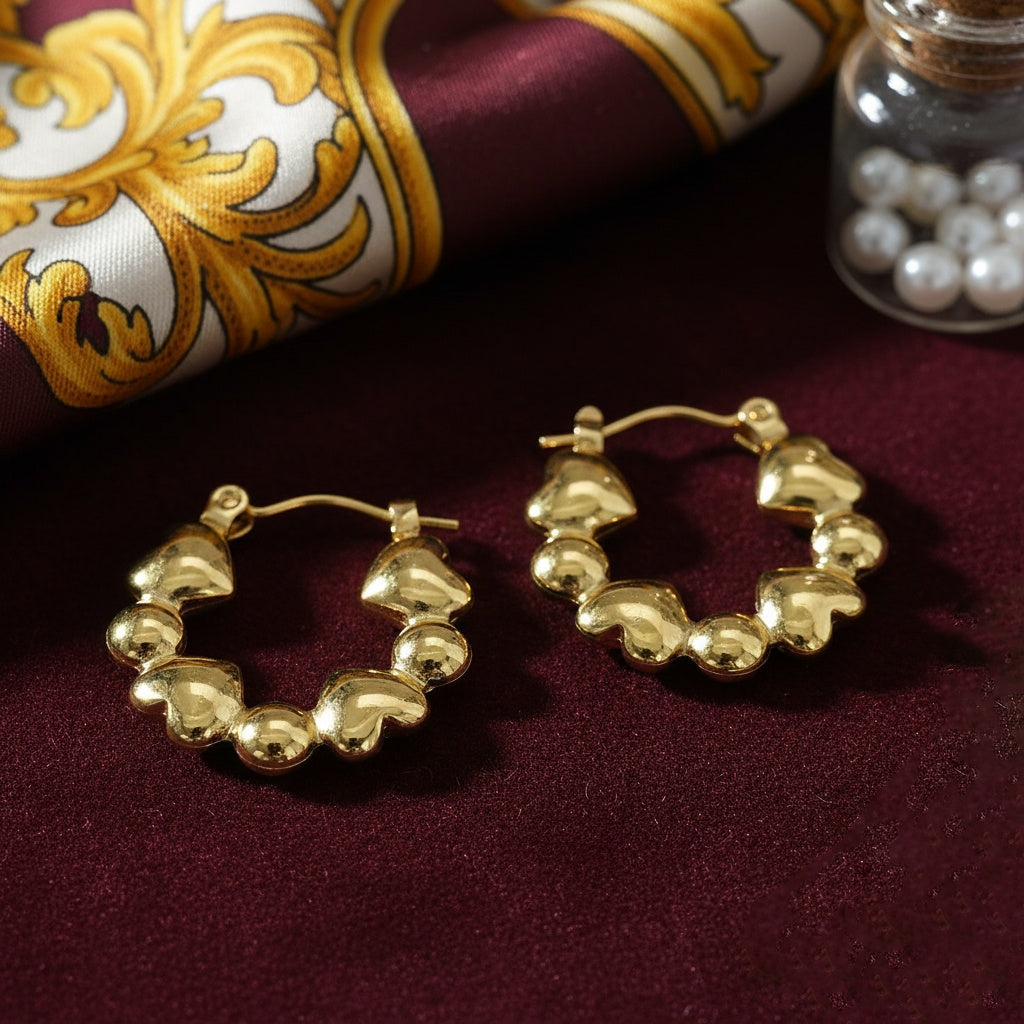 Cercei Inimioare și biluțe din Oțel Inoxidabil - Hipoalergenici