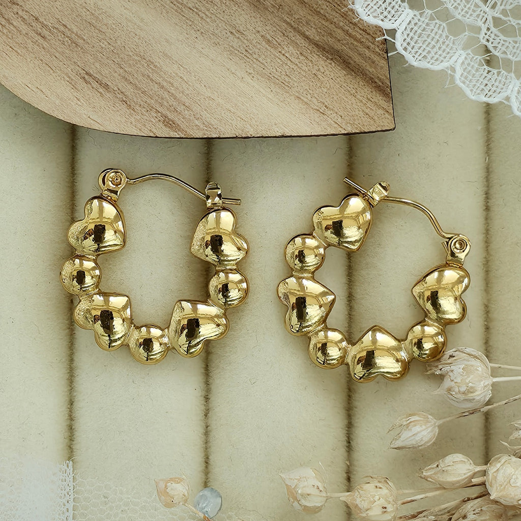 Cercei Inimioare și biluțe din Oțel Inoxidabil - Hipoalergenici