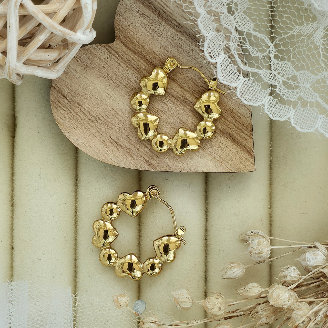 Cercei Inimioare și biluțe din Oțel Inoxidabil - Hipoalergenici