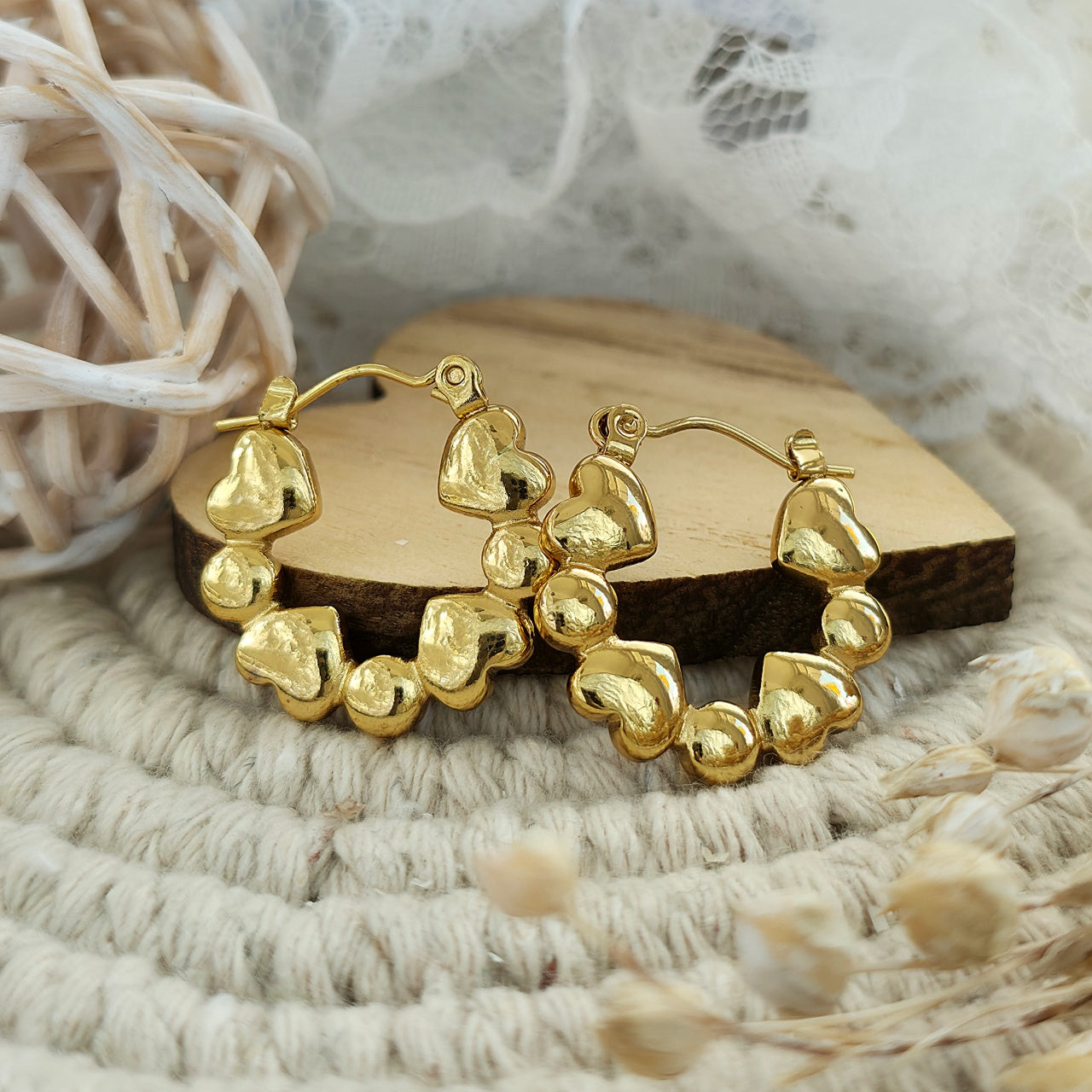 Cercei Inimioare și biluțe din Oțel Inoxidabil - Hipoalergenici - CM1883