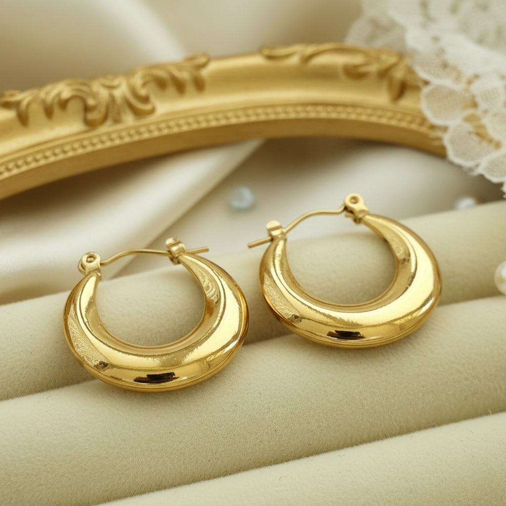 Cercei Creolă groasă bombată din Oțel Inoxidabil - Hipoalergenici