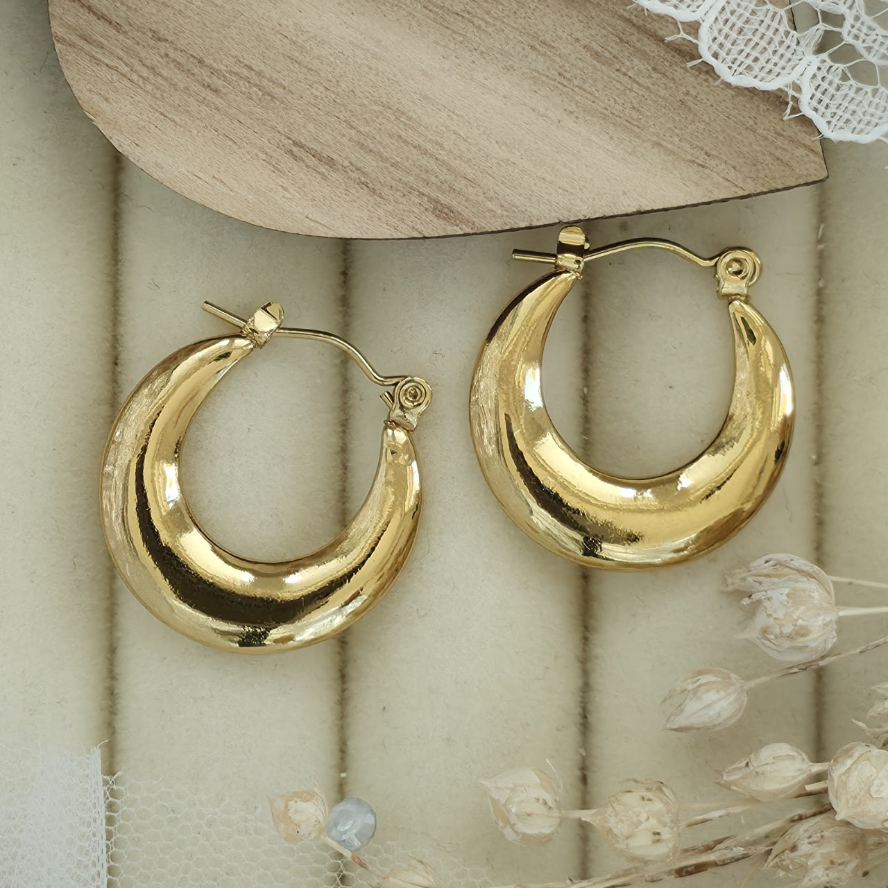 Cercei Creolă groasă bombată din Oțel Inoxidabil - Hipoalergenici