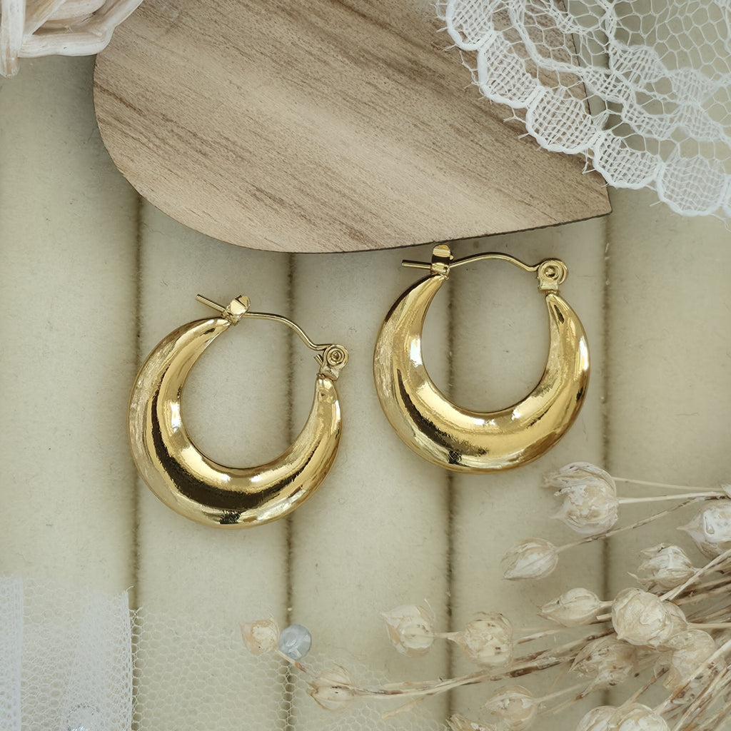 Cercei Creolă groasă bombată din Oțel Inoxidabil - Hipoalergenici