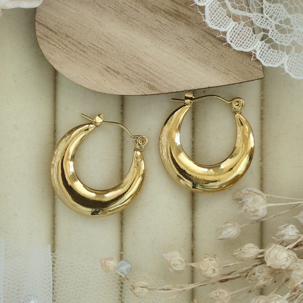 Cercei Creolă groasă bombată din Oțel Inoxidabil - Hipoalergenici - CM1885