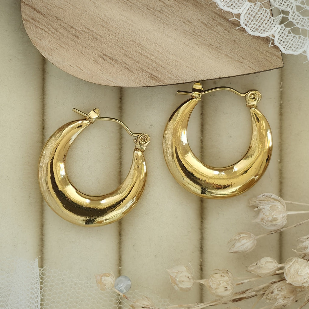 Cercei Creolă groasă bombată din Oțel Inoxidabil - Hipoalergenici