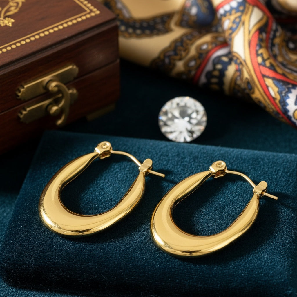 Cercei Creolă ovală Oțel Inoxidabil 2.8 cm - Hipoalergenici - CM1886