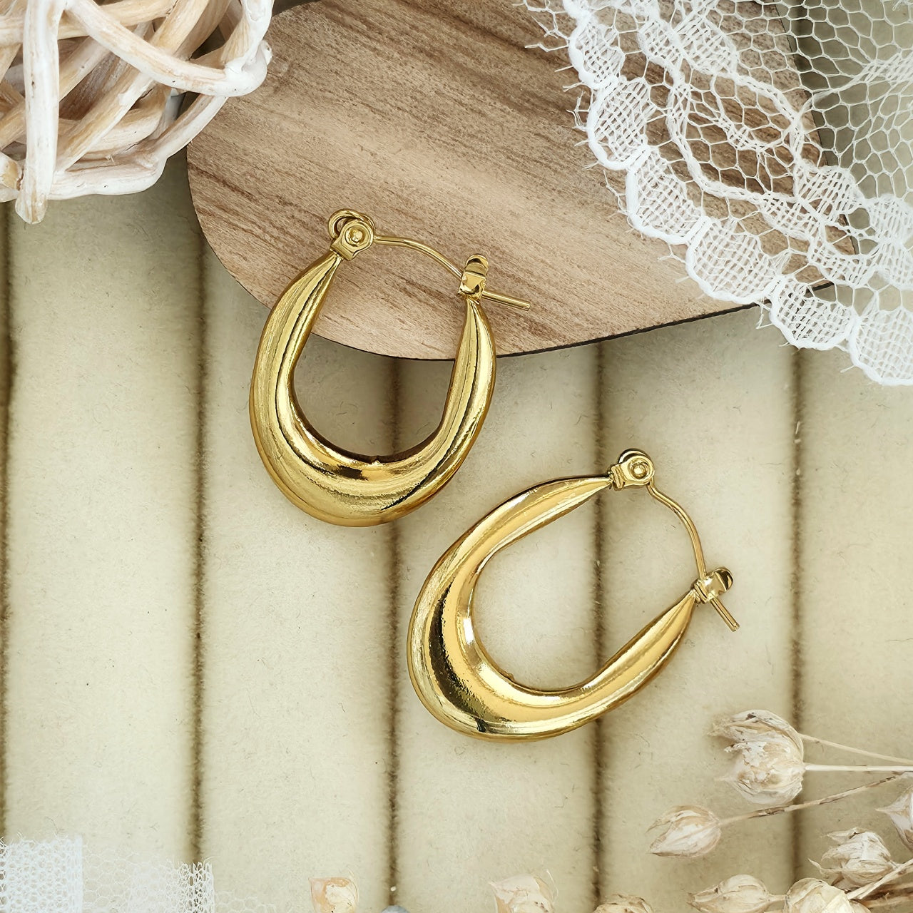 Cercei Creolă ovală Oțel Inoxidabil 2.8 cm - Hipoalergenici