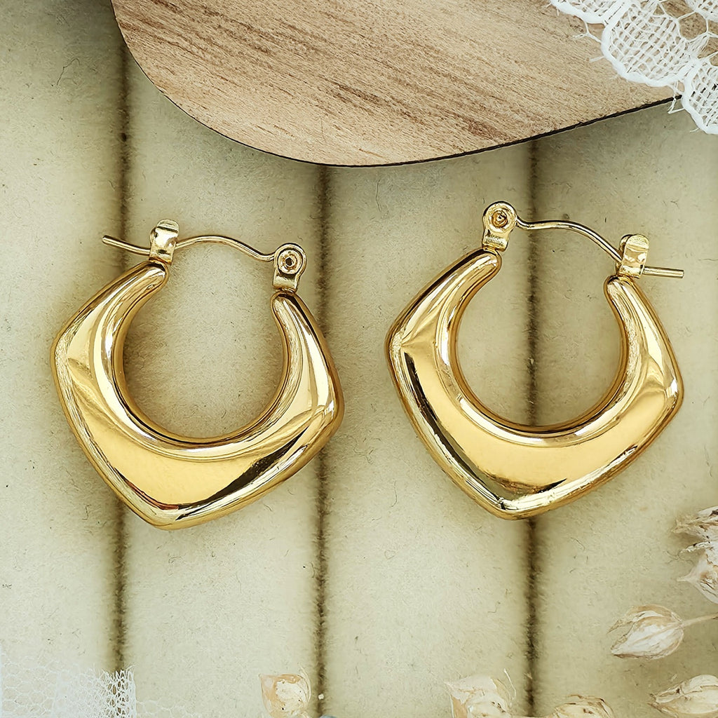 Cercei Creolă geometrică bombată din Oțel Inoxidabil - Hipoalergenici