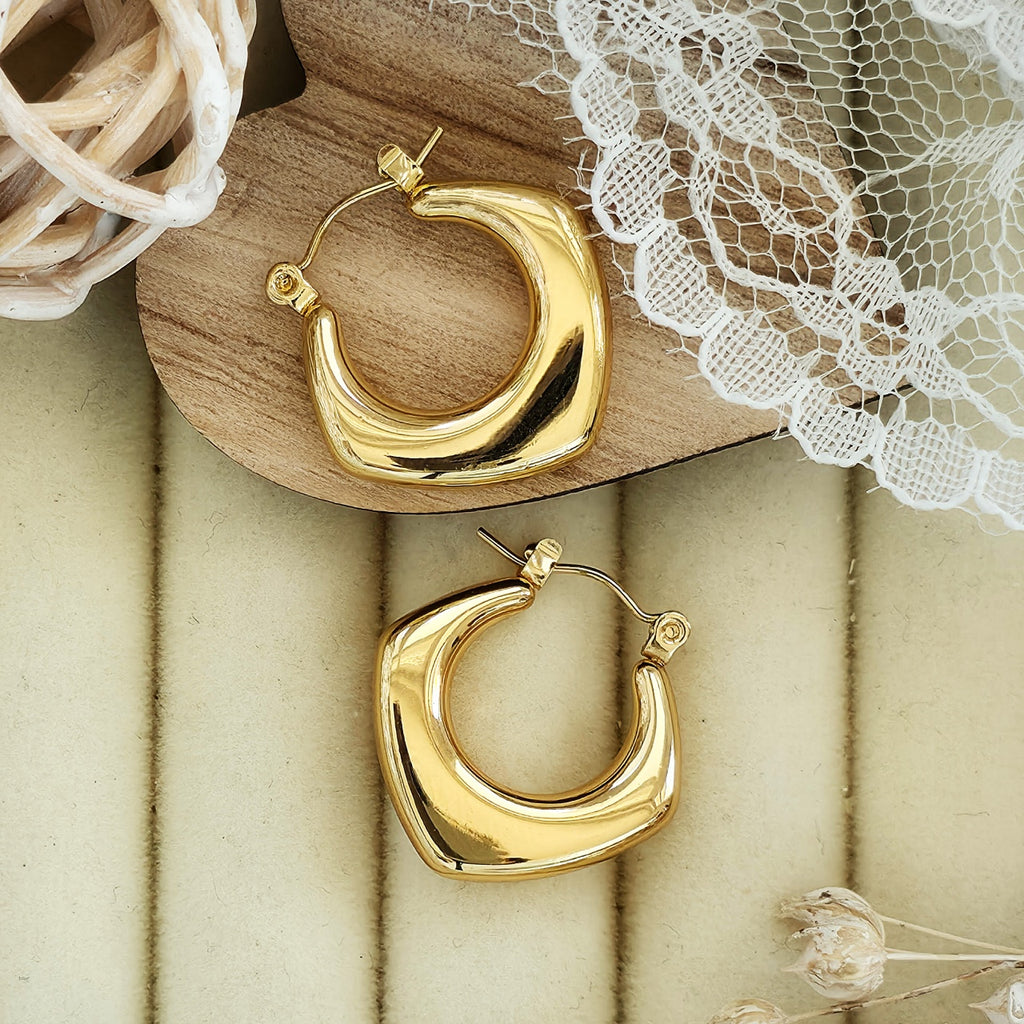 Cercei Creolă geometrică bombată din Oțel Inoxidabil - Hipoalergenici