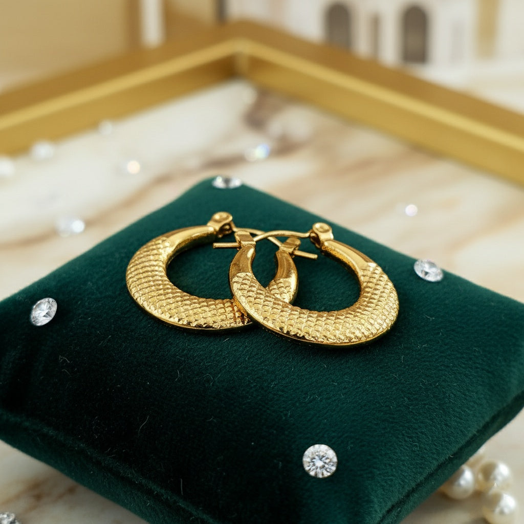 Cercei Creolă texturată din Oțel Inoxidabil - Hipoalergenici