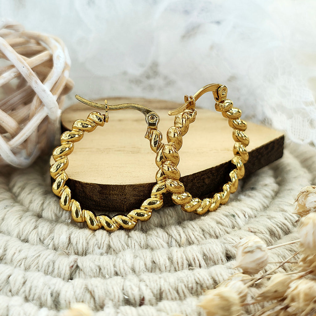 Cercei Creolă răsucită din Oțel Inoxidabil - Hipoalergenici