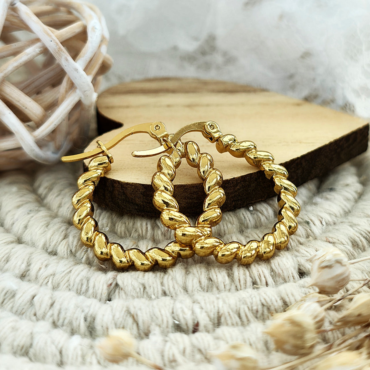 Cercei Creolă răsucită din Oțel Inoxidabil - Hipoalergenici