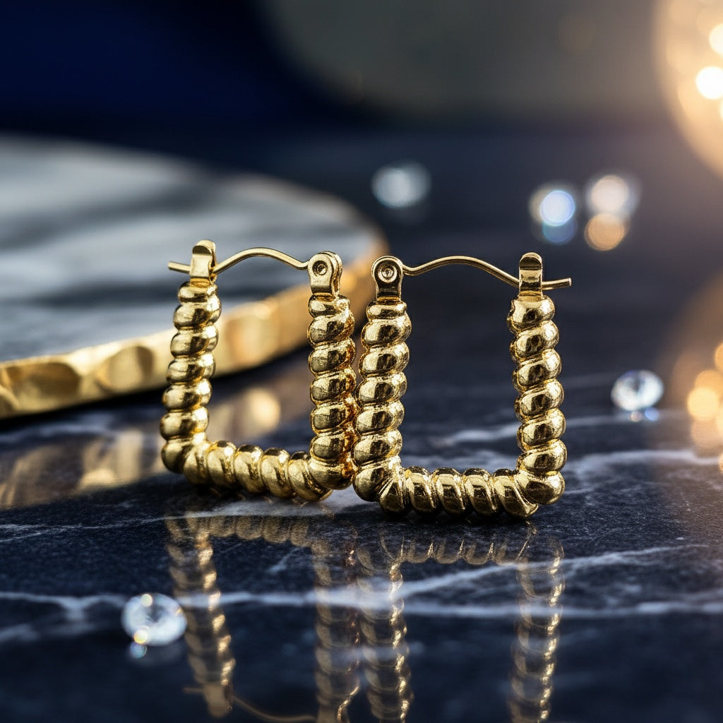 Cercei Creolă răsucită din Oțel Inoxidabil - Hipoalergenici