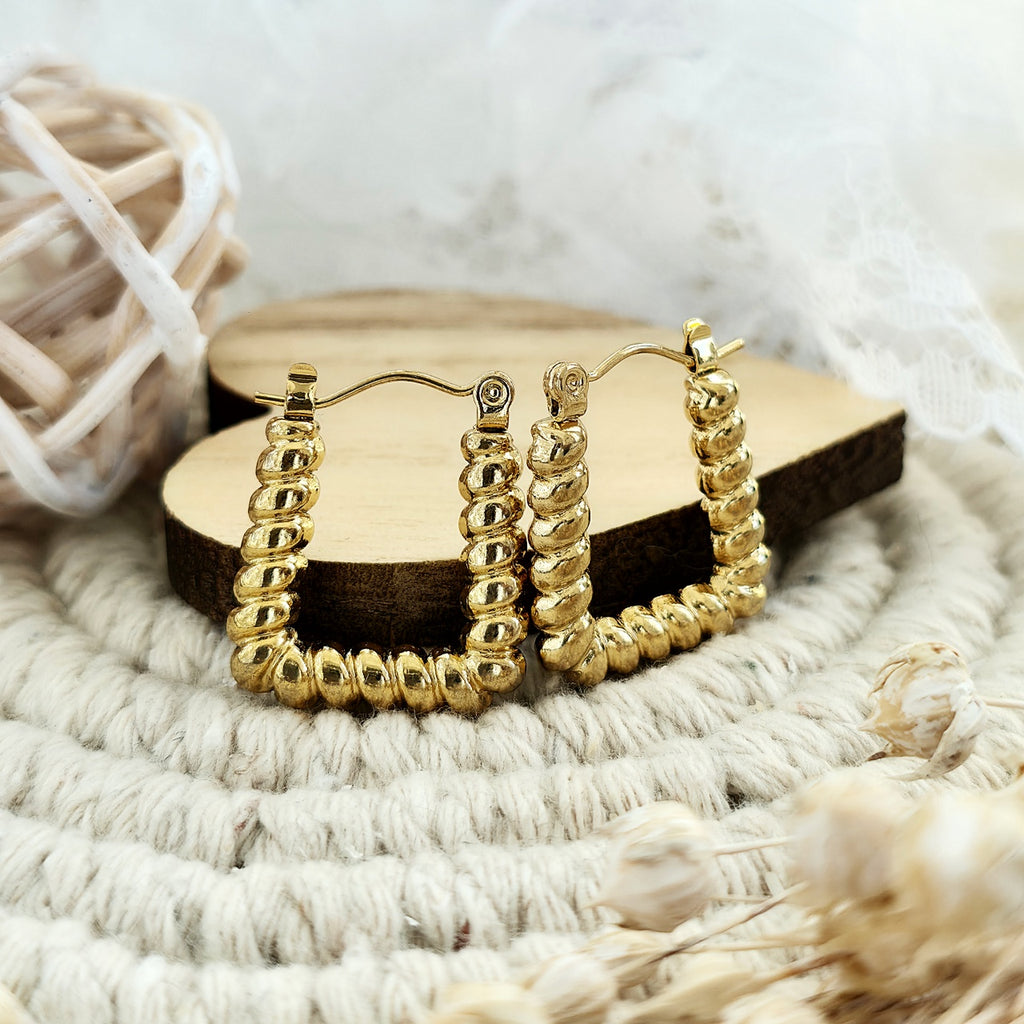 Cercei Creolă răsucită din Oțel Inoxidabil - Hipoalergenici - CM1891