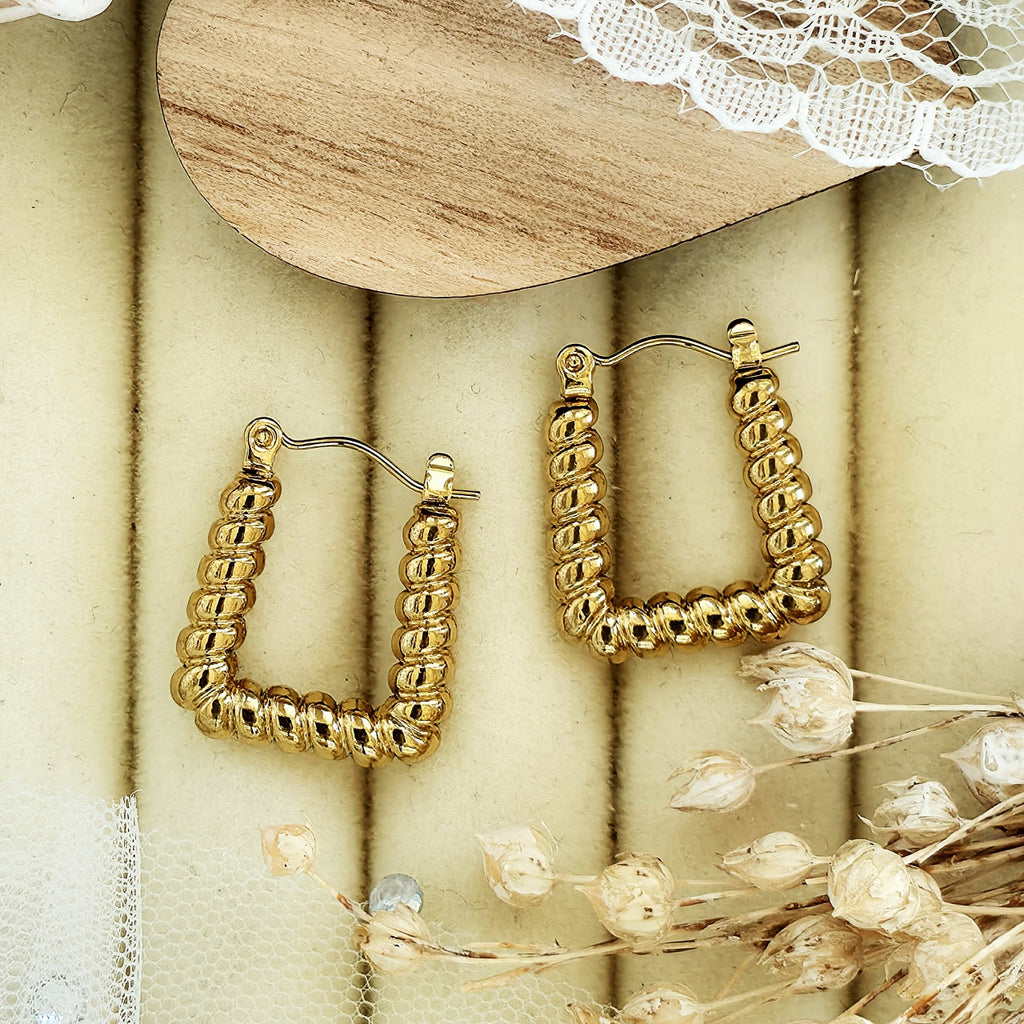 Cercei Creolă răsucită din Oțel Inoxidabil - Hipoalergenici