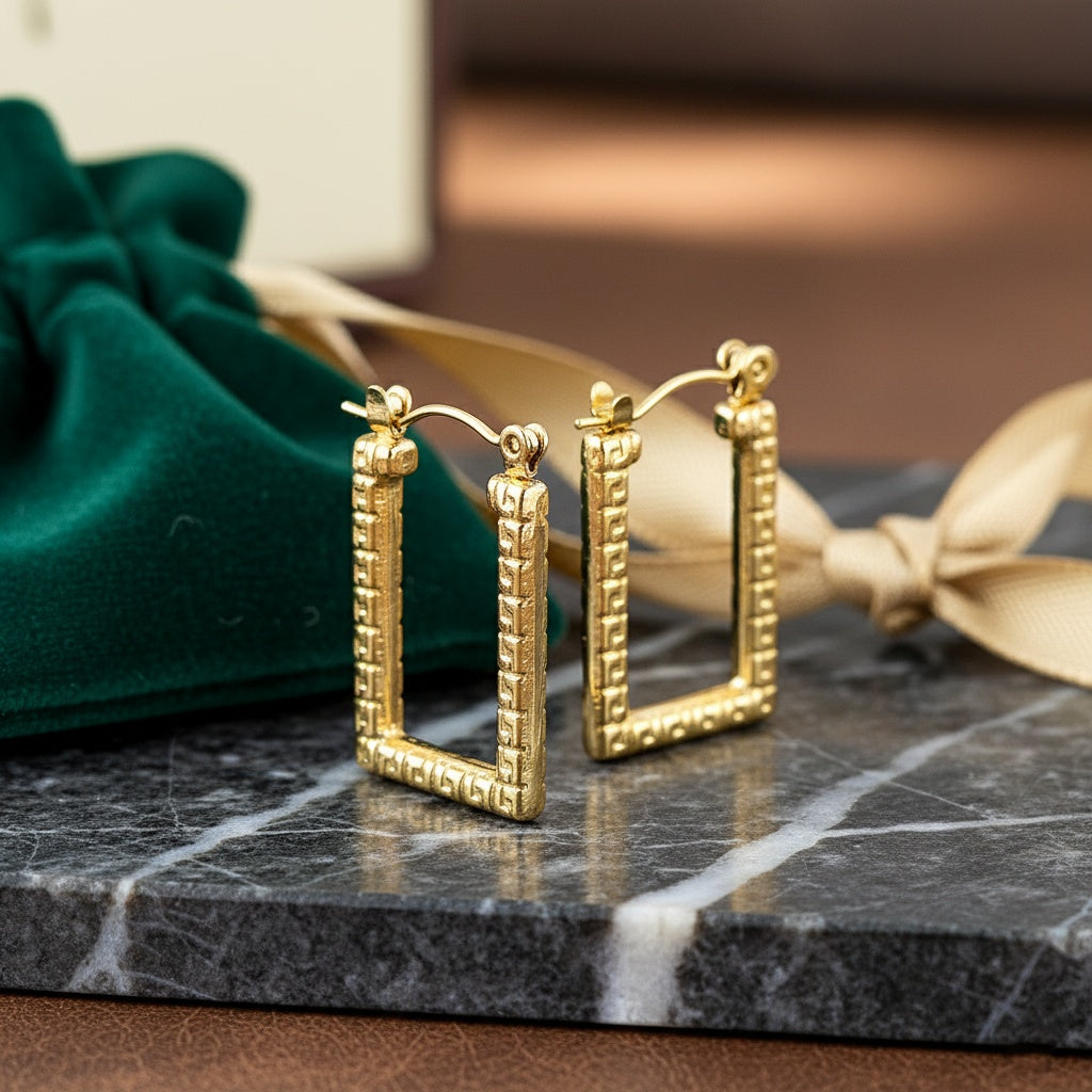 Cercei Dreptunghiular geometric Oțel Inoxidabil 2.5 cm - Hipoalergenici