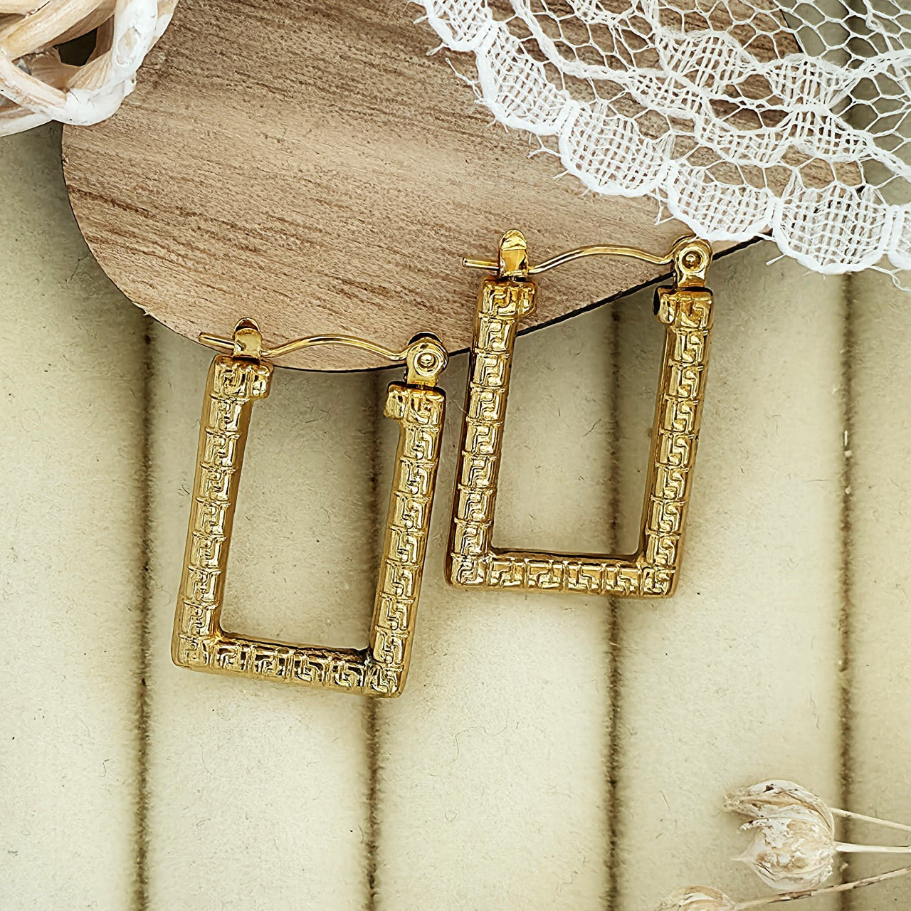 Cercei Dreptunghiular geometric Oțel Inoxidabil 2.5 cm - Hipoalergenici