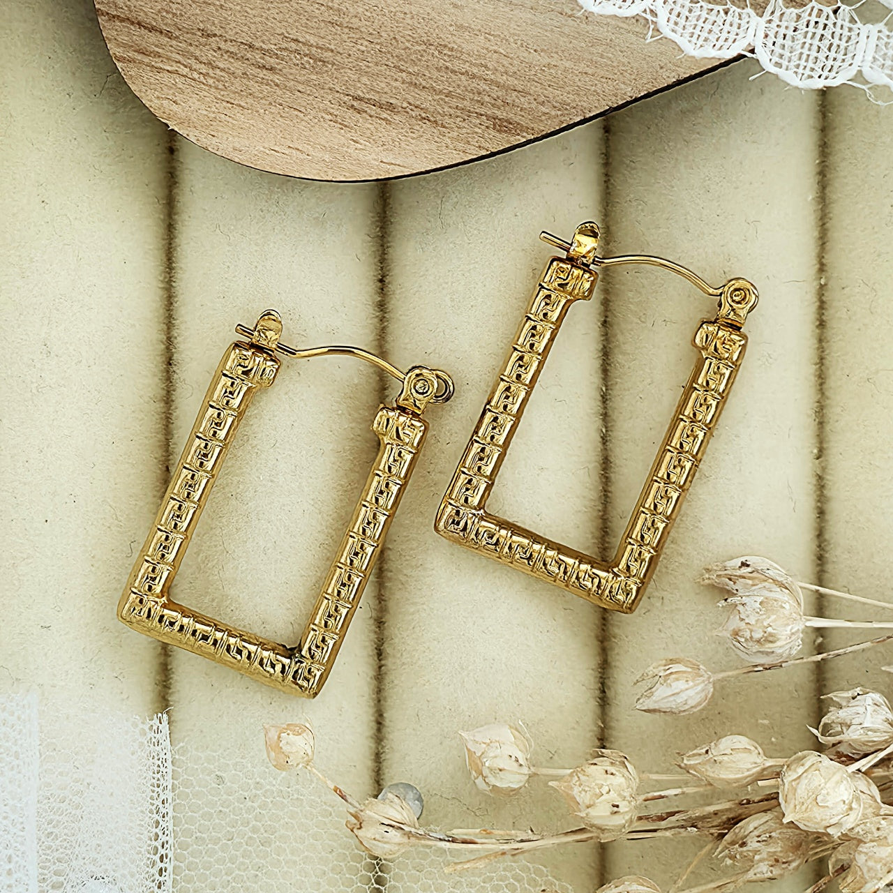 Cercei Dreptunghiular geometric Oțel Inoxidabil 2.5 cm - Hipoalergenici