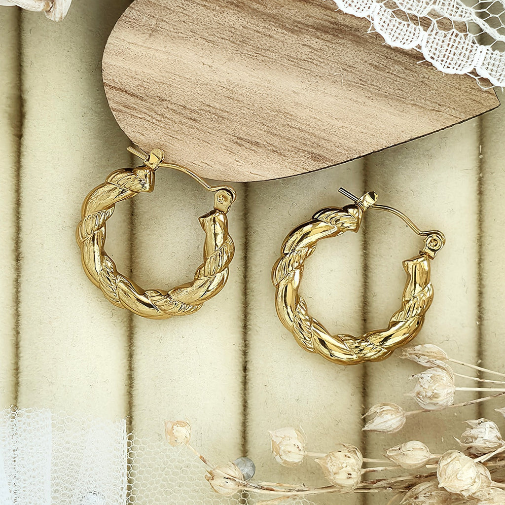 Cercei Creolă răsucită din Oțel Inoxidabil - Hipoalergenici