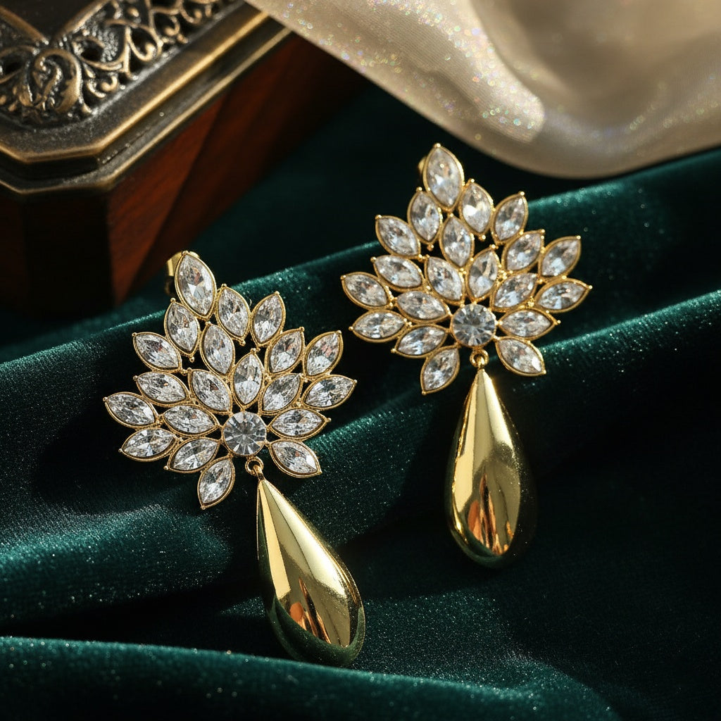 Cercei Floare cu pandantiv din Oțel Inoxidabil - Hipoalergenici