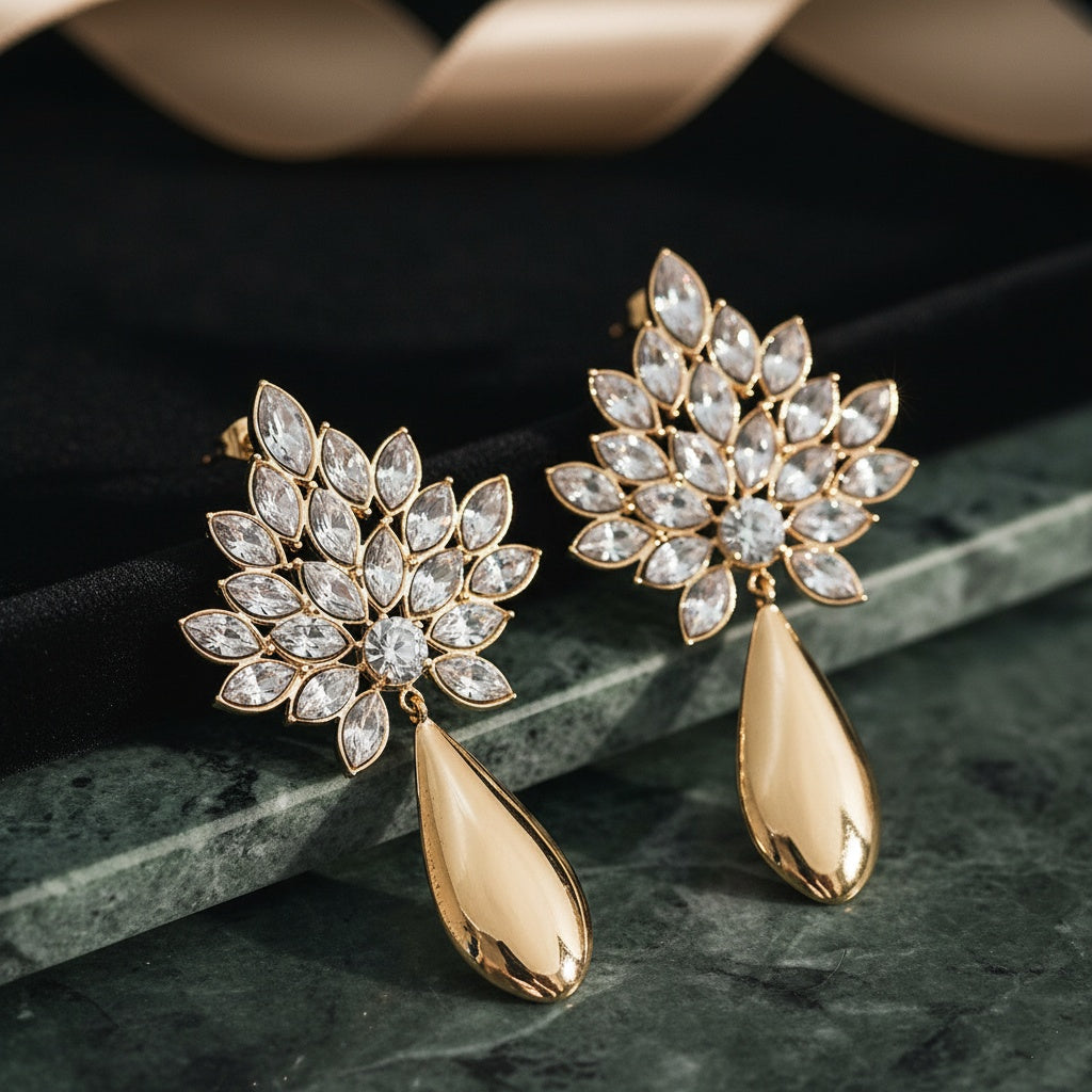 Cercei Floare cu pandantiv din Oțel Inoxidabil - Hipoalergenici