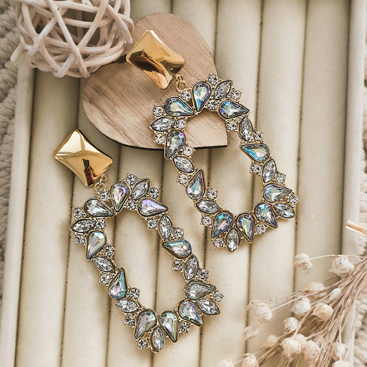 Cercei Dreptunghiular cu cristale din Oțel Inoxidabil - Hipoalergenici - CM1817