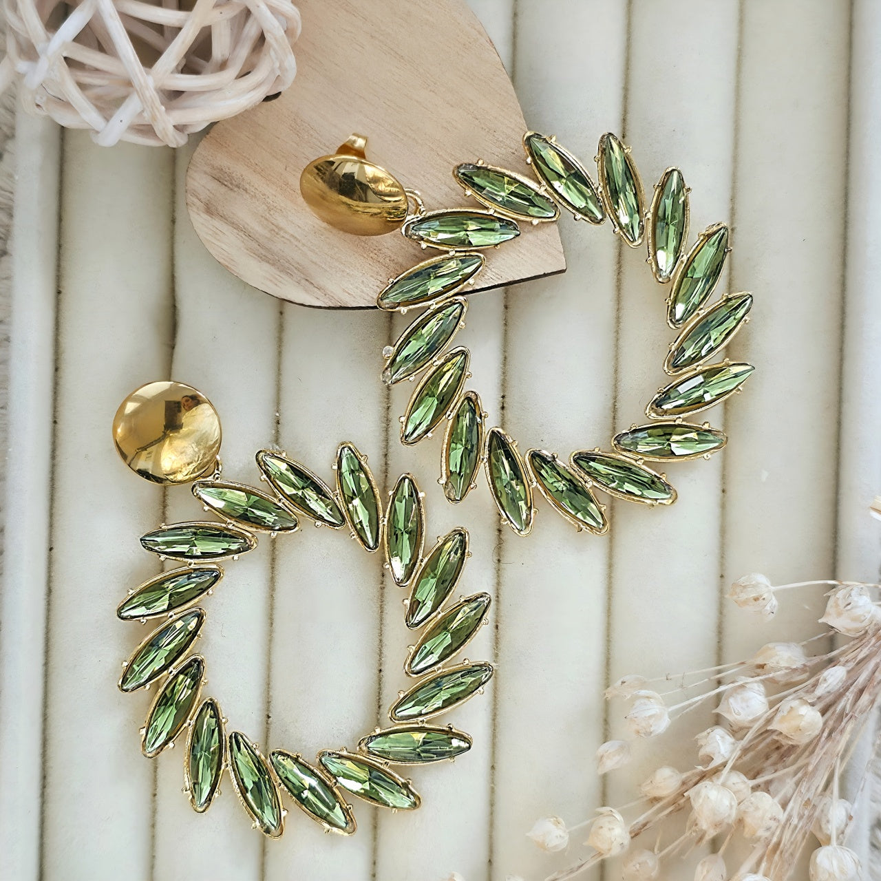 Cercei Creolă cu pietre din Oțel Inoxidabil - Hipoalergenici