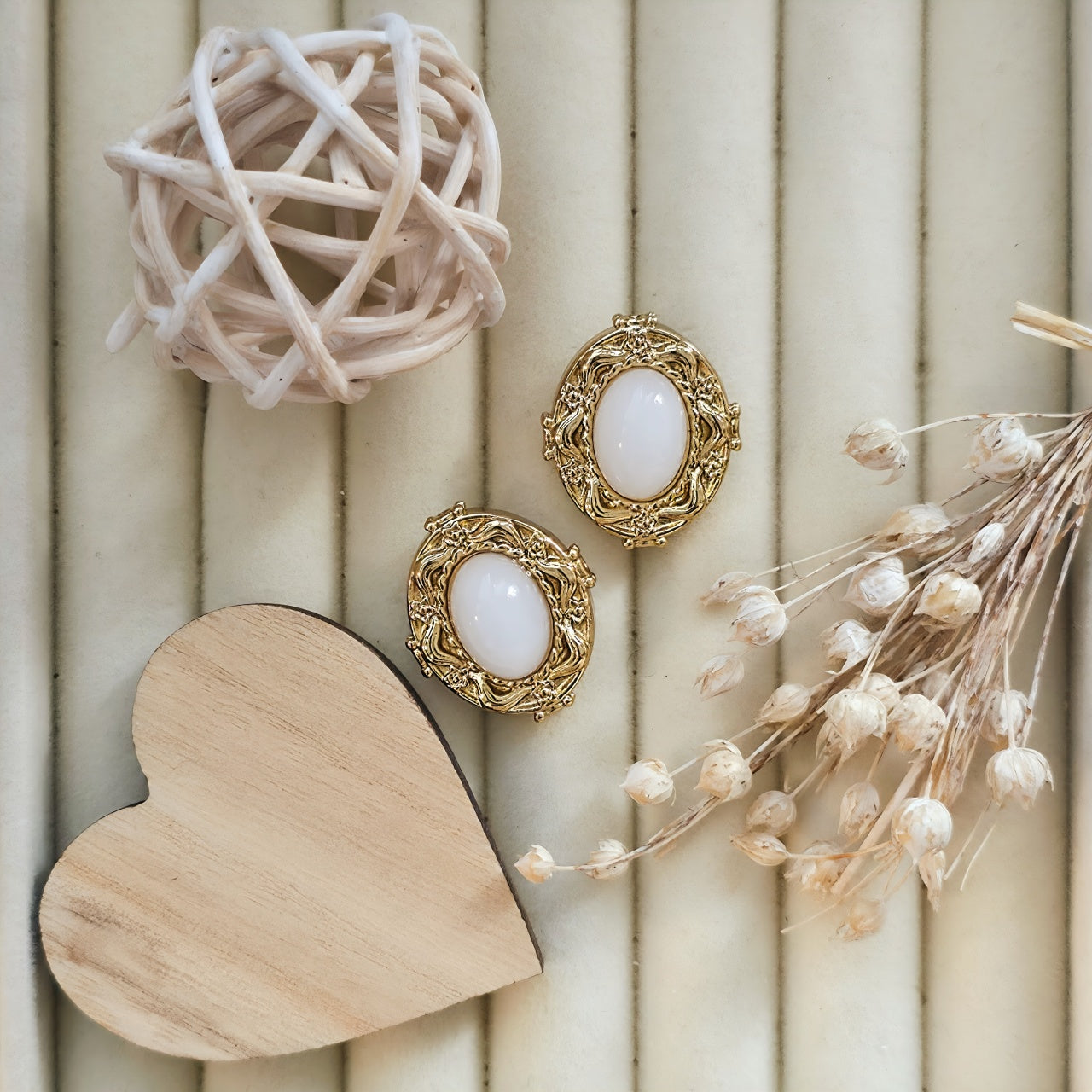 Cercei Oval decorat din Oțel Inoxidabil - Hipoalergenici - CM1822