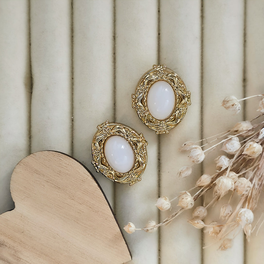 Cercei Oval decorat din Oțel Inoxidabil - Hipoalergenici