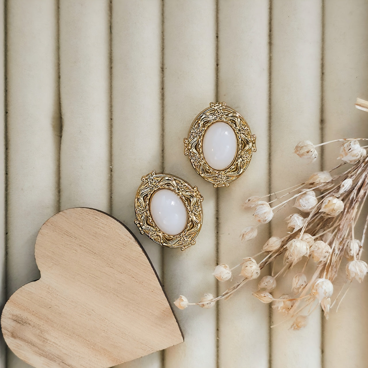 Cercei Oval decorat din Oțel Inoxidabil - Hipoalergenici