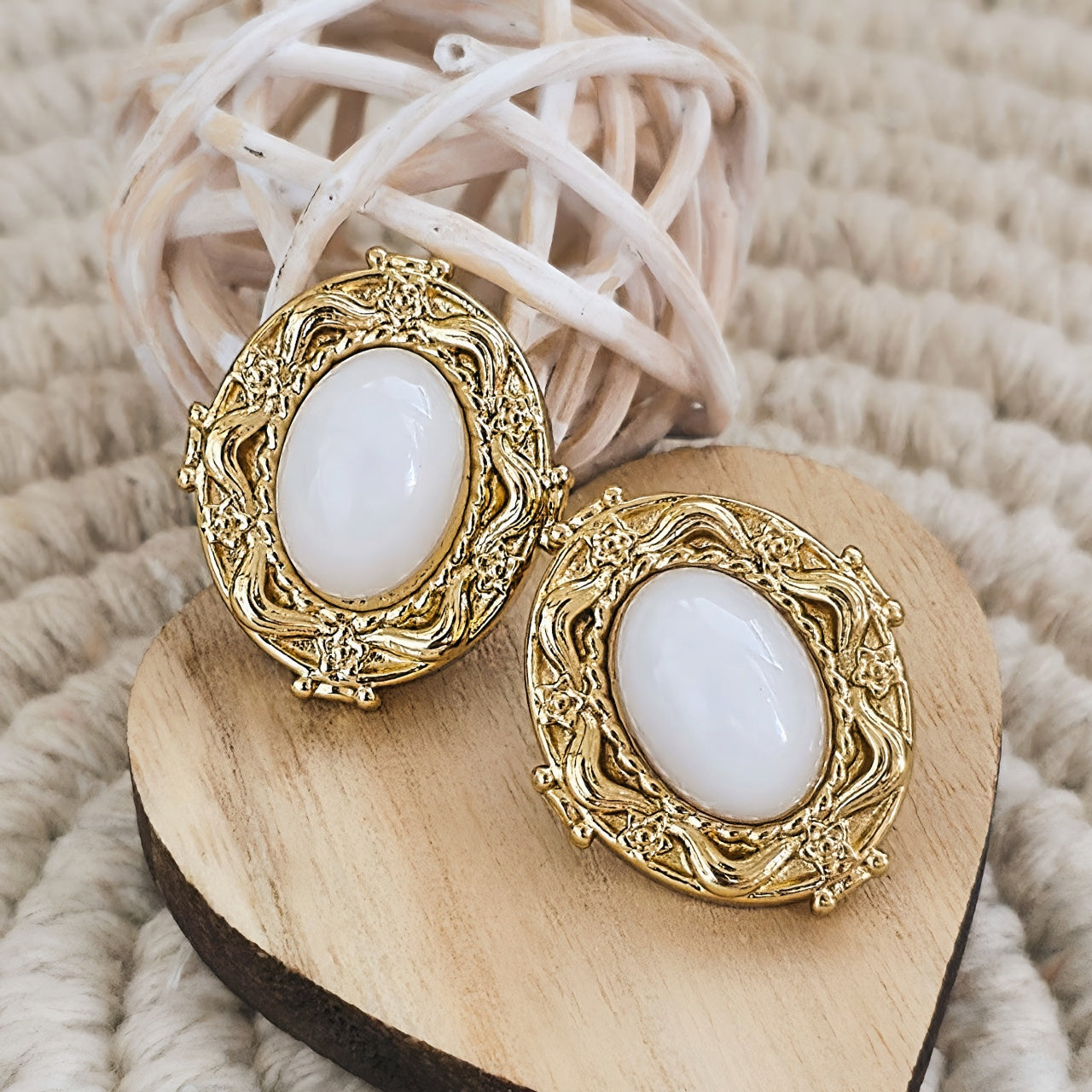 Cercei Oval decorat din Oțel Inoxidabil - Hipoalergenici