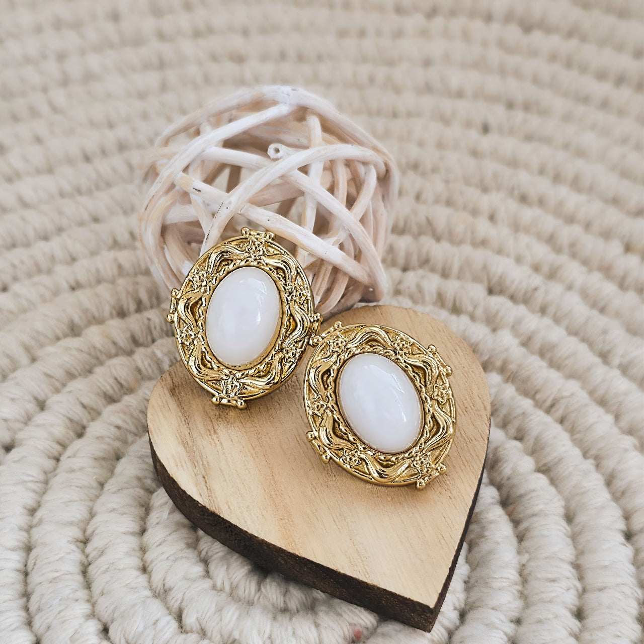 Cercei Oval decorat din Oțel Inoxidabil - Hipoalergenici