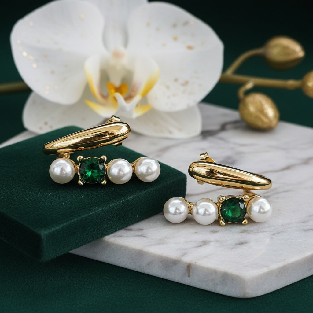 Cercei Bară liniară cu perle din Oțel Inoxidabil - Hipoalergenici - CM1826