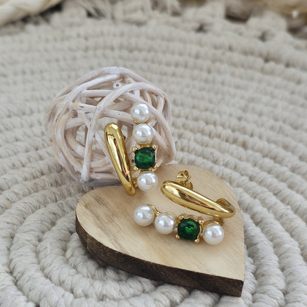 Cercei Bară liniară cu perle din Oțel Inoxidabil - Hipoalergenici - CM1826