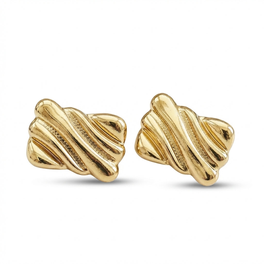 Cercei Ondulat striat din Oțel Inoxidabil - Hipoalergenici