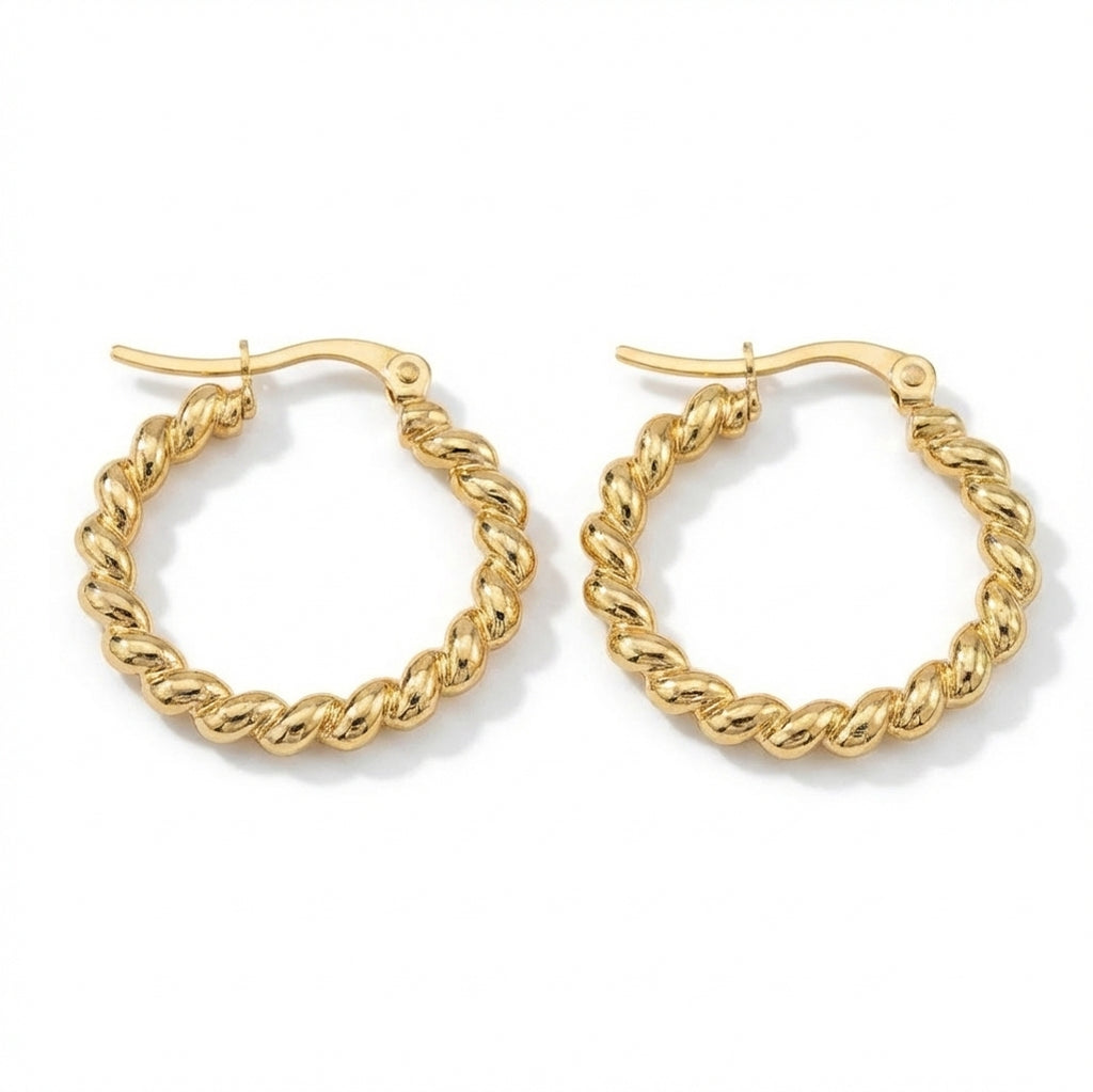 Cercei Creolă răsucită din Oțel Inoxidabil - Hipoalergenici - CM1890