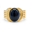 Inel cabochon negru Oțel Inoxidabil Placat Aur 18K PVD - Hipoalergenic - IND1655
