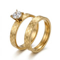 Inel Auriu, carouri, diamant Oțel Inoxidabil Auriu - Hipoalergenic