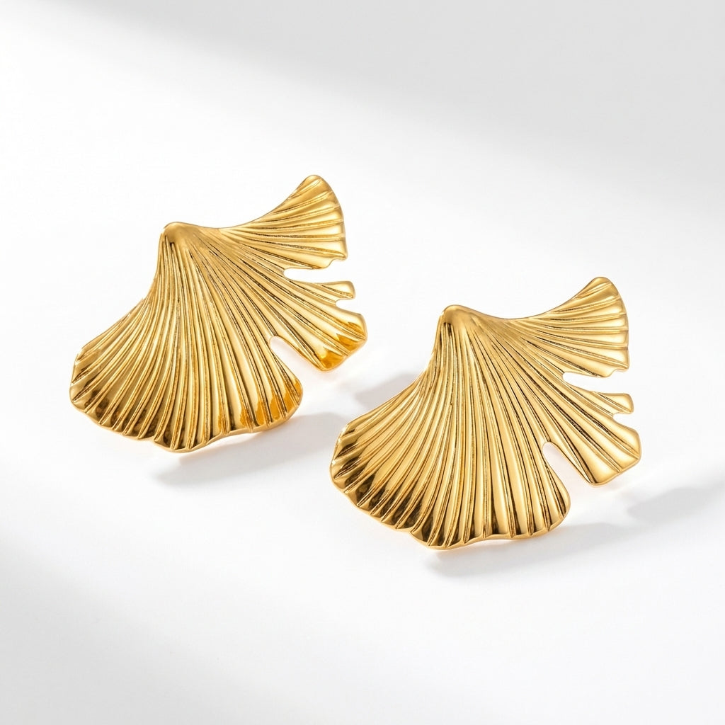 Cercei Frunze Ginkgo Oțel Inoxidabil 2.2 cm - Hipoalergenici - CM1729