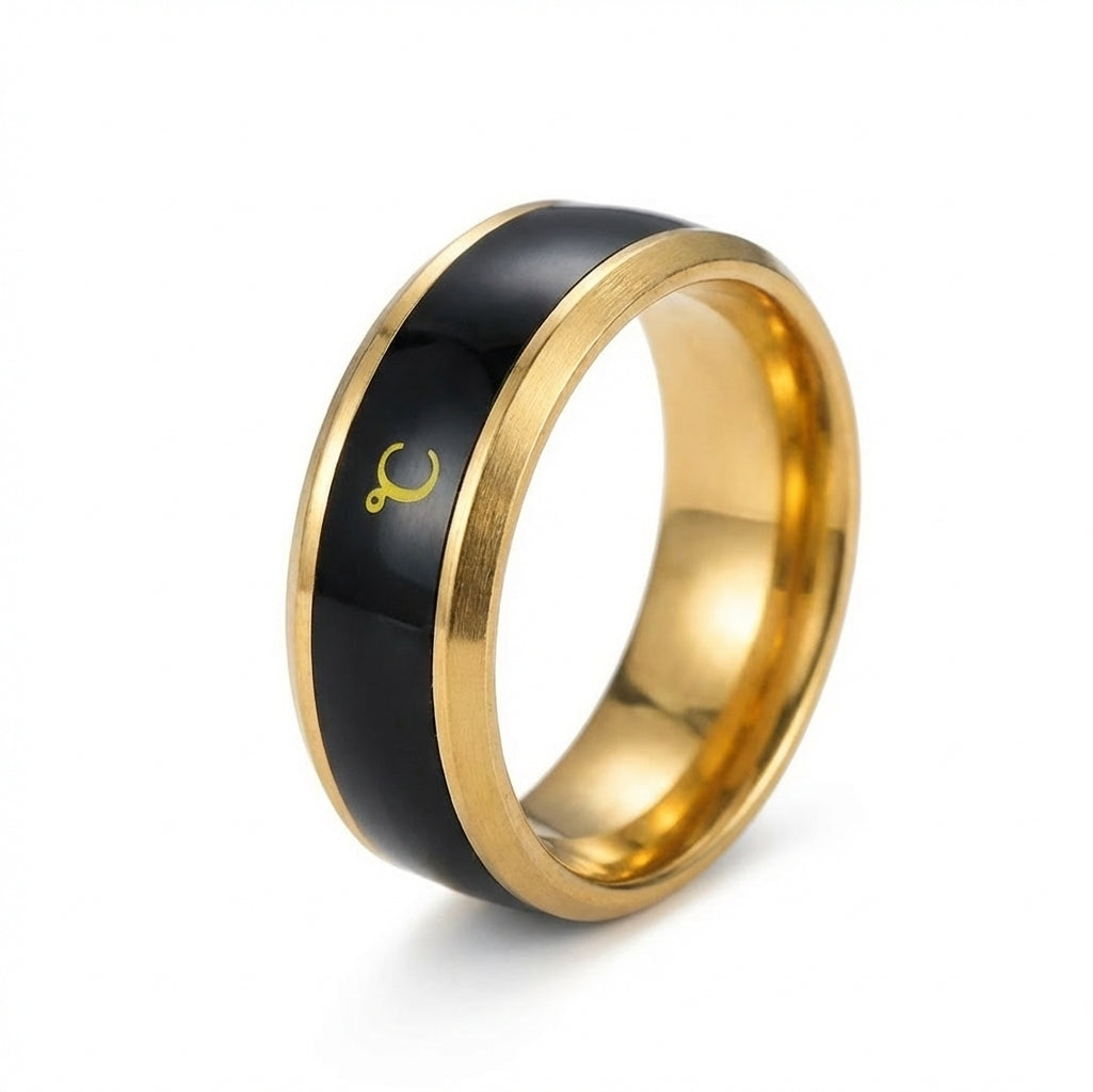 Inel Aur, negru, capricorn Oțel Inoxidabil Auriu - Hipoalergenic