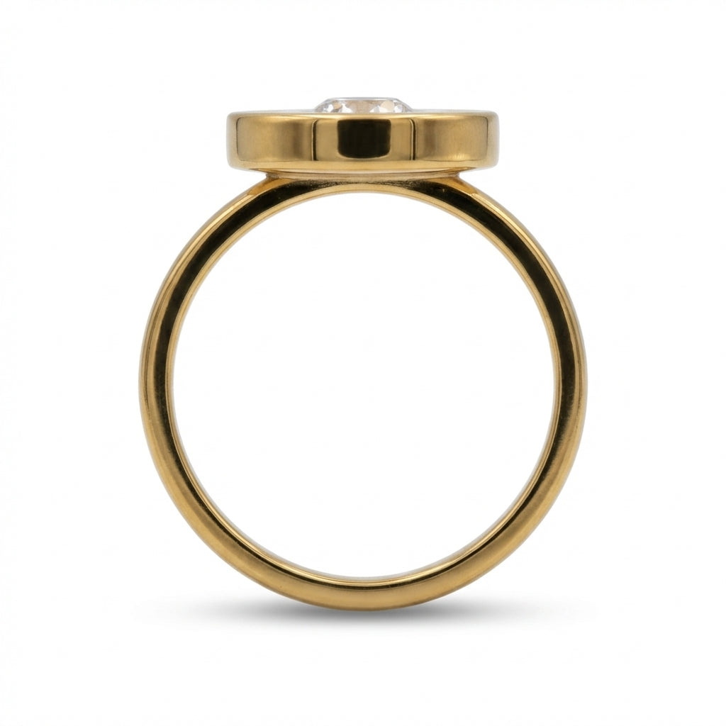 IND1452 Side Profile - Inel Disc Cifre Romane CZ Auriu
