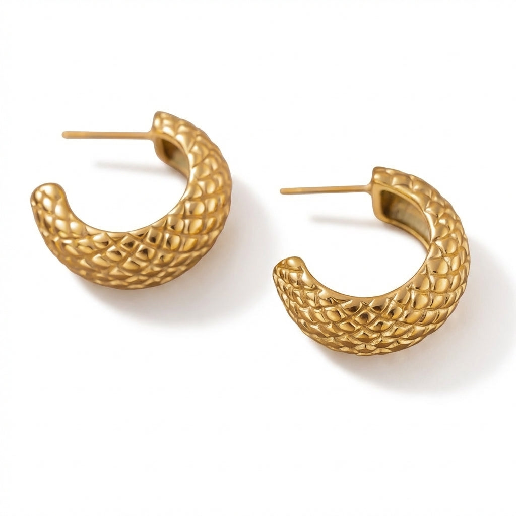 Cercei Creolă texturată Oțel Inoxidabil 2.2 cm - Hipoalergenici