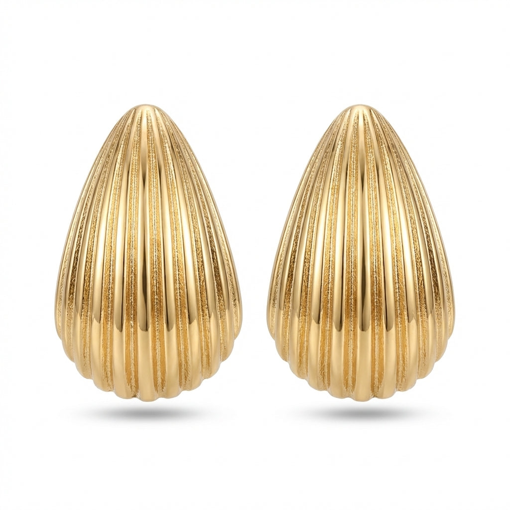 Cercei Lacrimă striată Oțel Inoxidabil 2.5 cm - Hipoalergenici