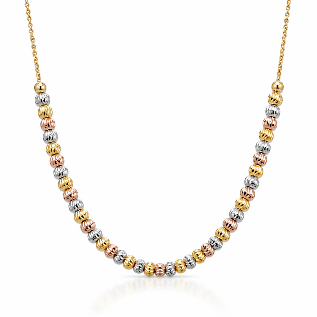 Colier Inox Bile Tricolor Auriu-Argintiu-Rose Gold - Clasic - Hipoalergenic Placat Aur Roz 18K PVD - LPD1524