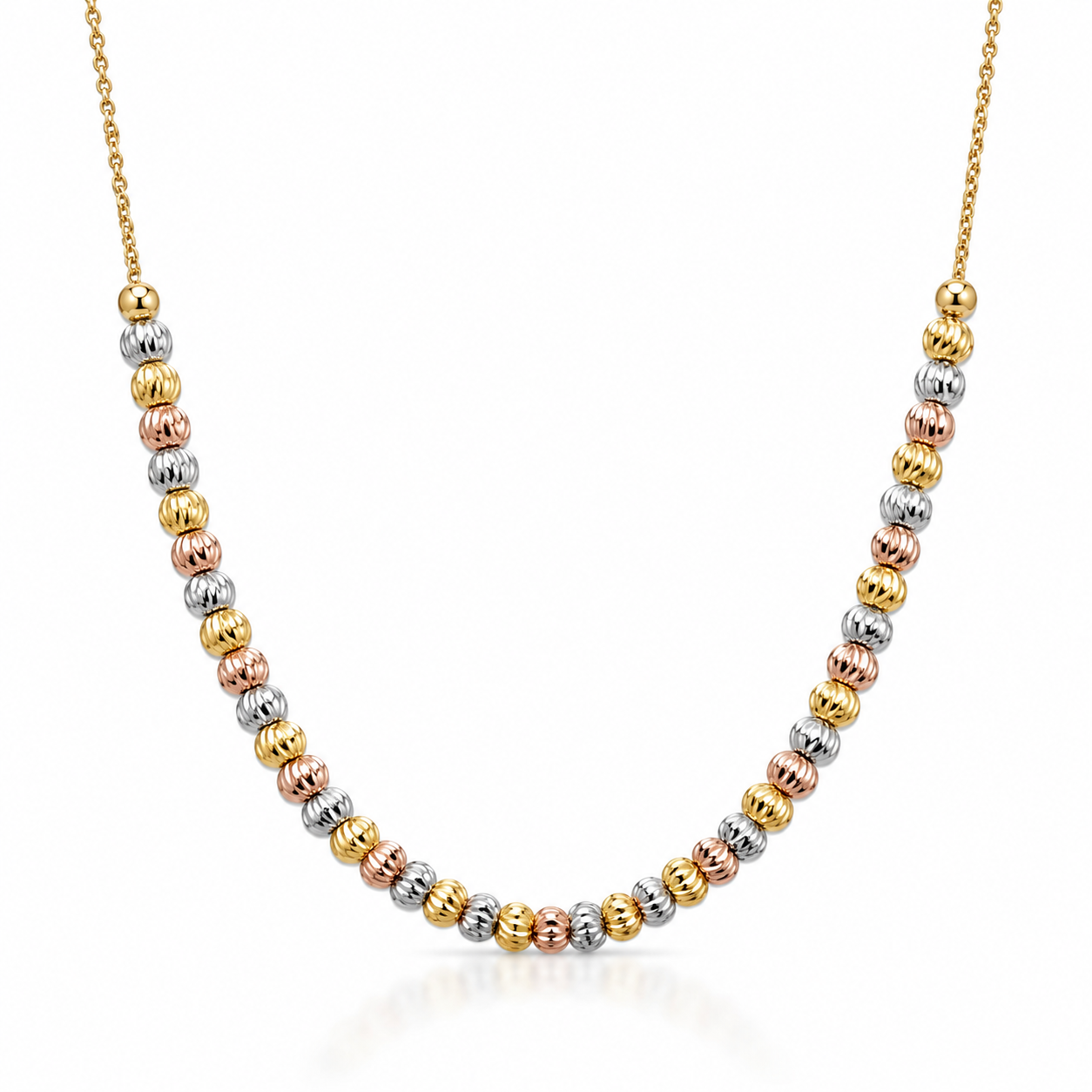 Colier Inox Bile Tricolor Auriu-Argintiu-Rose Gold - Clasic - Hipoalergenic Placat Aur Roz 18K PVD - LPD1524